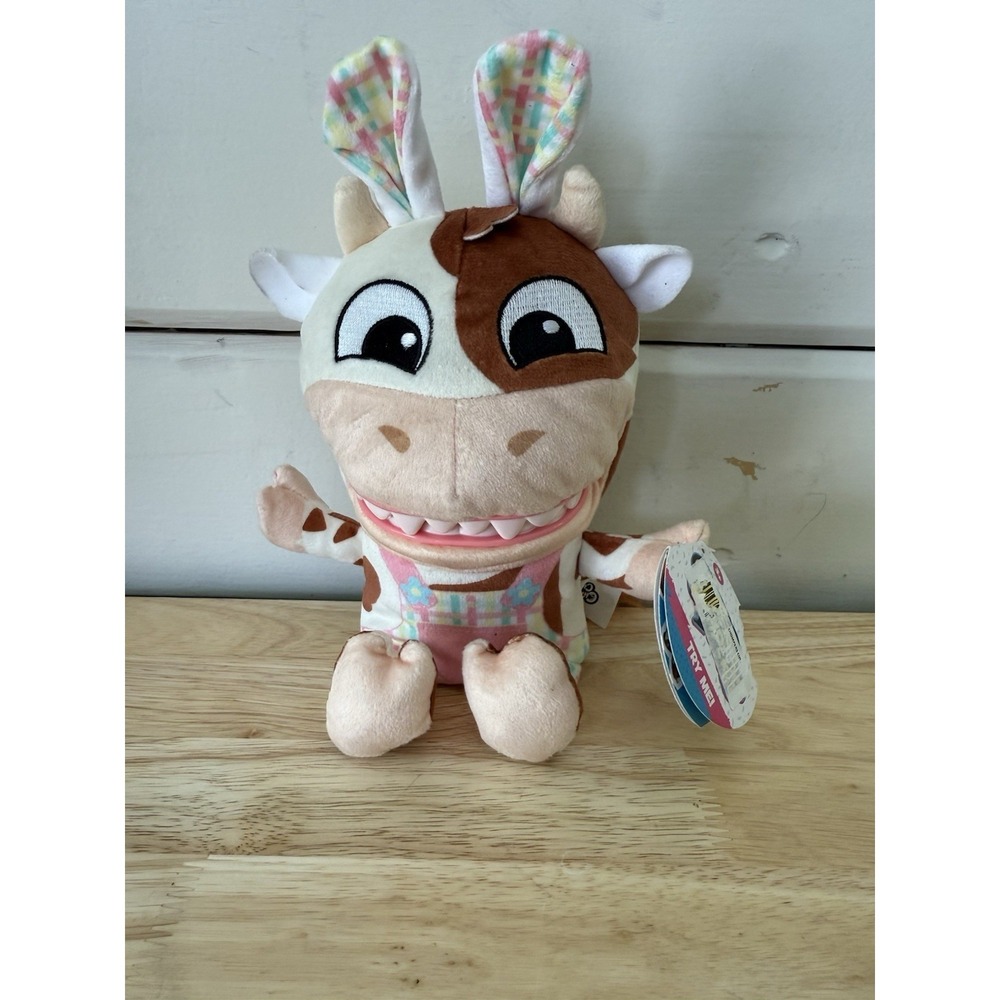 NEW Chatter Chompers Easter Cow Plush 6.5 in Interactive Funny Sound Toy Kids